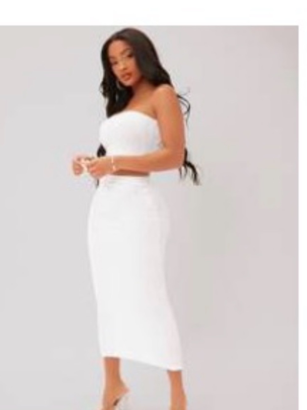 SHEIN White Strapless Midi skirt & tube top